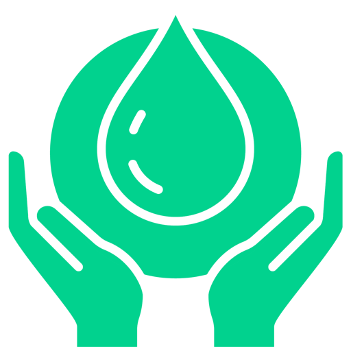 Hands holding a water drop icon for anti aging